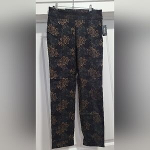Lord & Taylor Women's Kelly Pull On Slim Leg Mid Ankle Length Floral Pants 10